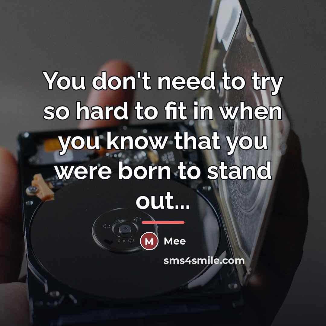 “You don't need to try so hard to fit in…” quote by Mee