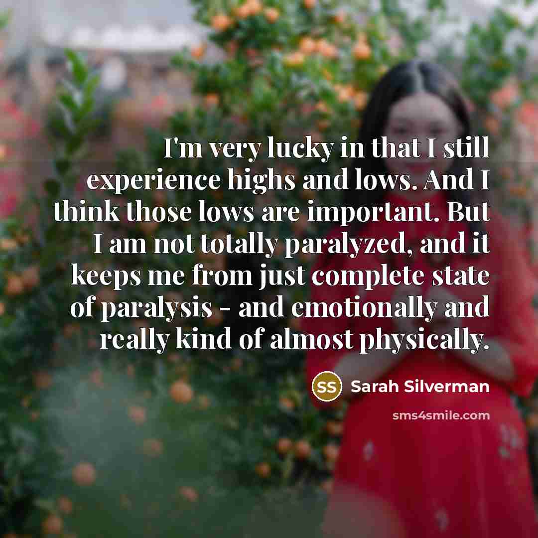 “I'm very lucky in that I still experience highs and…” quote by Sarah Silverman