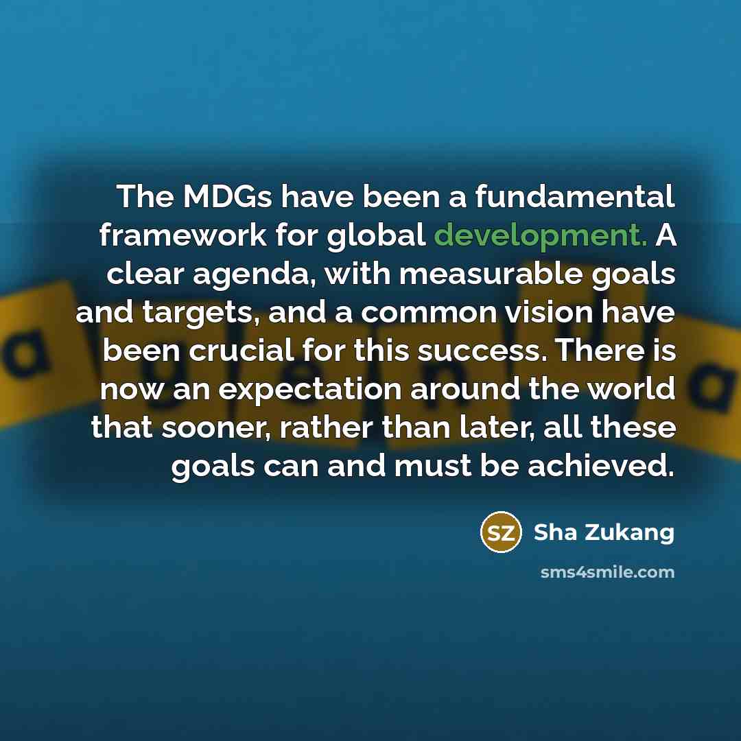 “The MDGs have been a fundamental framework for global development.…” quote by Sha Zukang