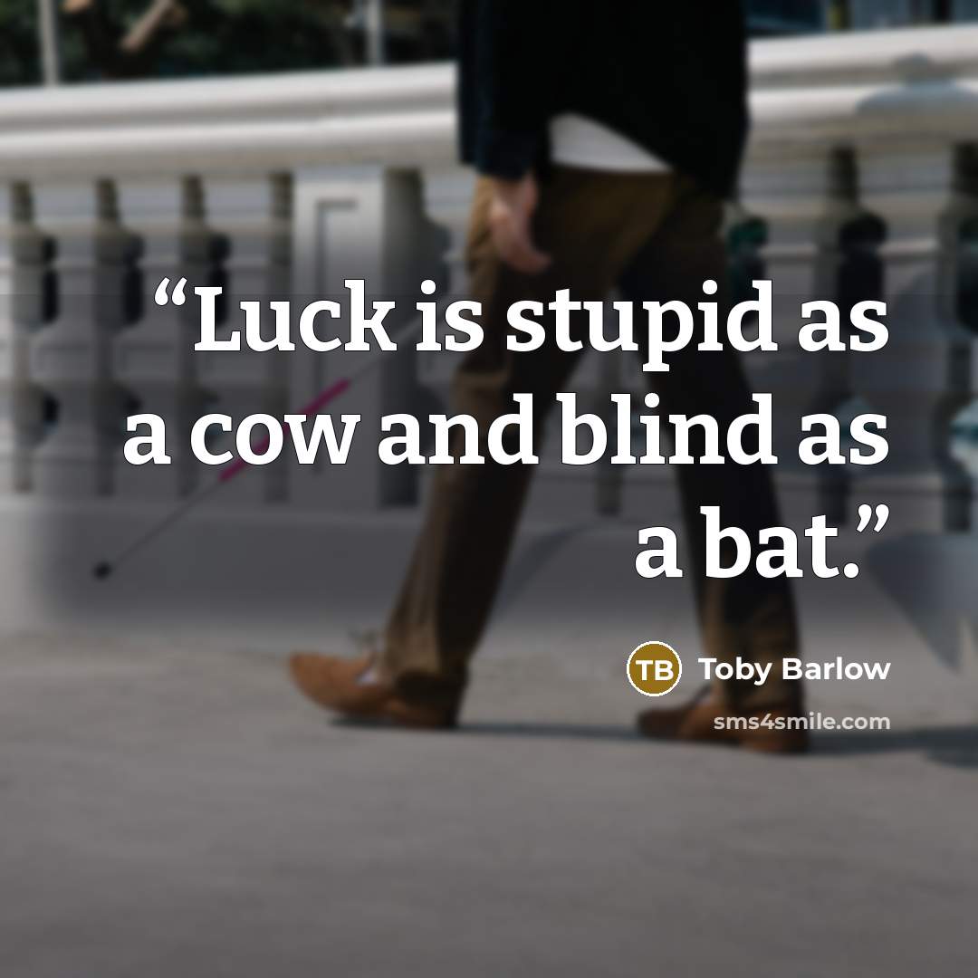 “Luck is stupid as a cow and blind as a bat.” quote by Toby Barlow