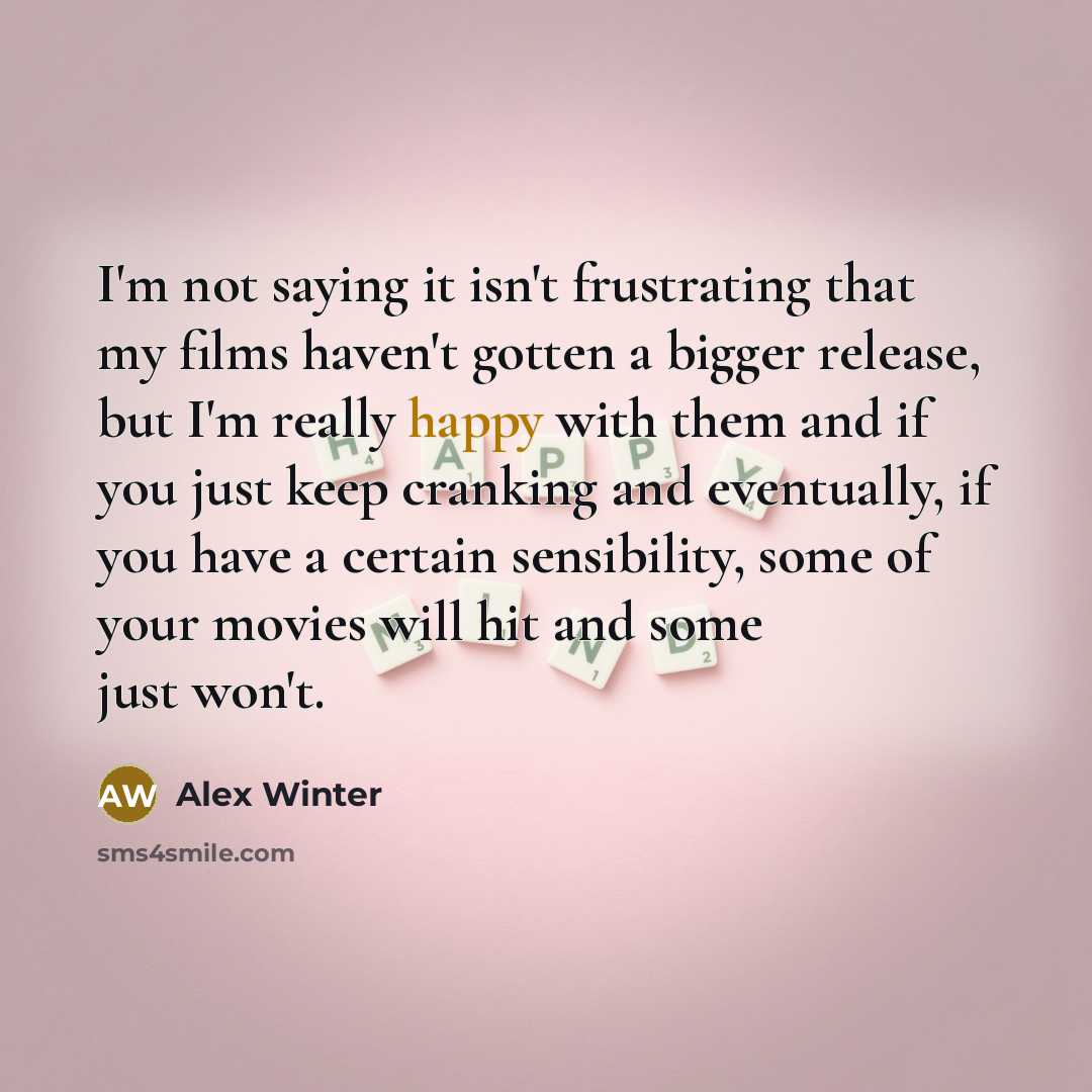 “I'm not saying it isn't frustrating that my films haven't…” quote by Alex Winter