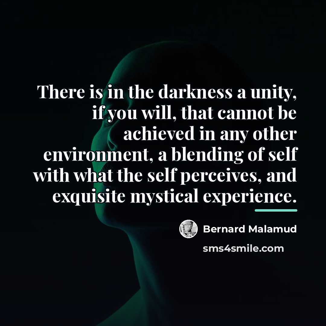“There is in the darkness a unity, if you will,…” quote by Bernard Malamud