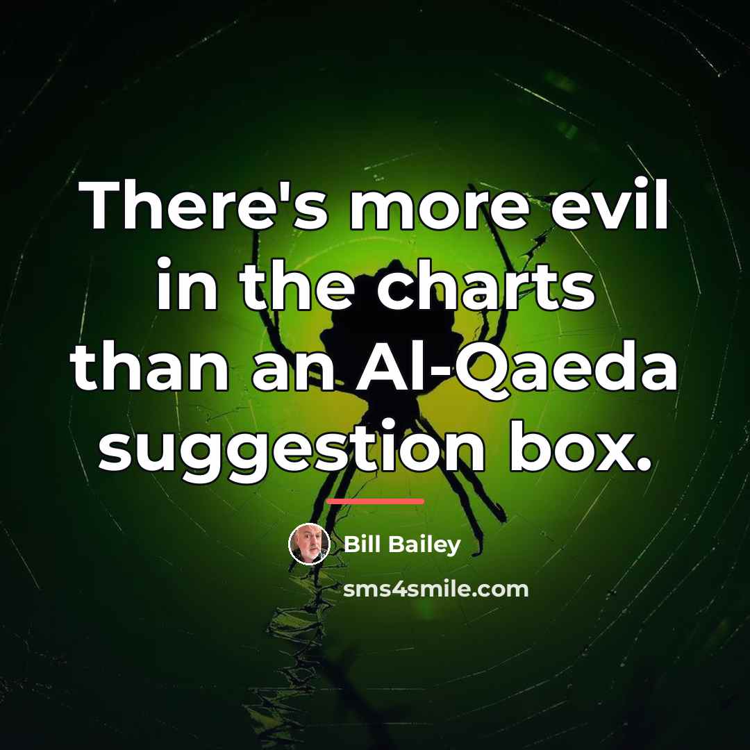 “There's more evil in the charts than an Al-Qaeda suggestion…” quote by Bill Bailey