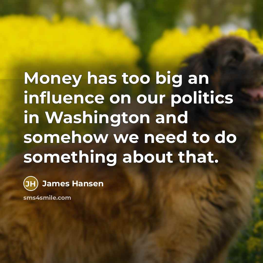 “Money has too big an influence on our politics in Washington and somehow we need to do something about that.” quote by James Hansen