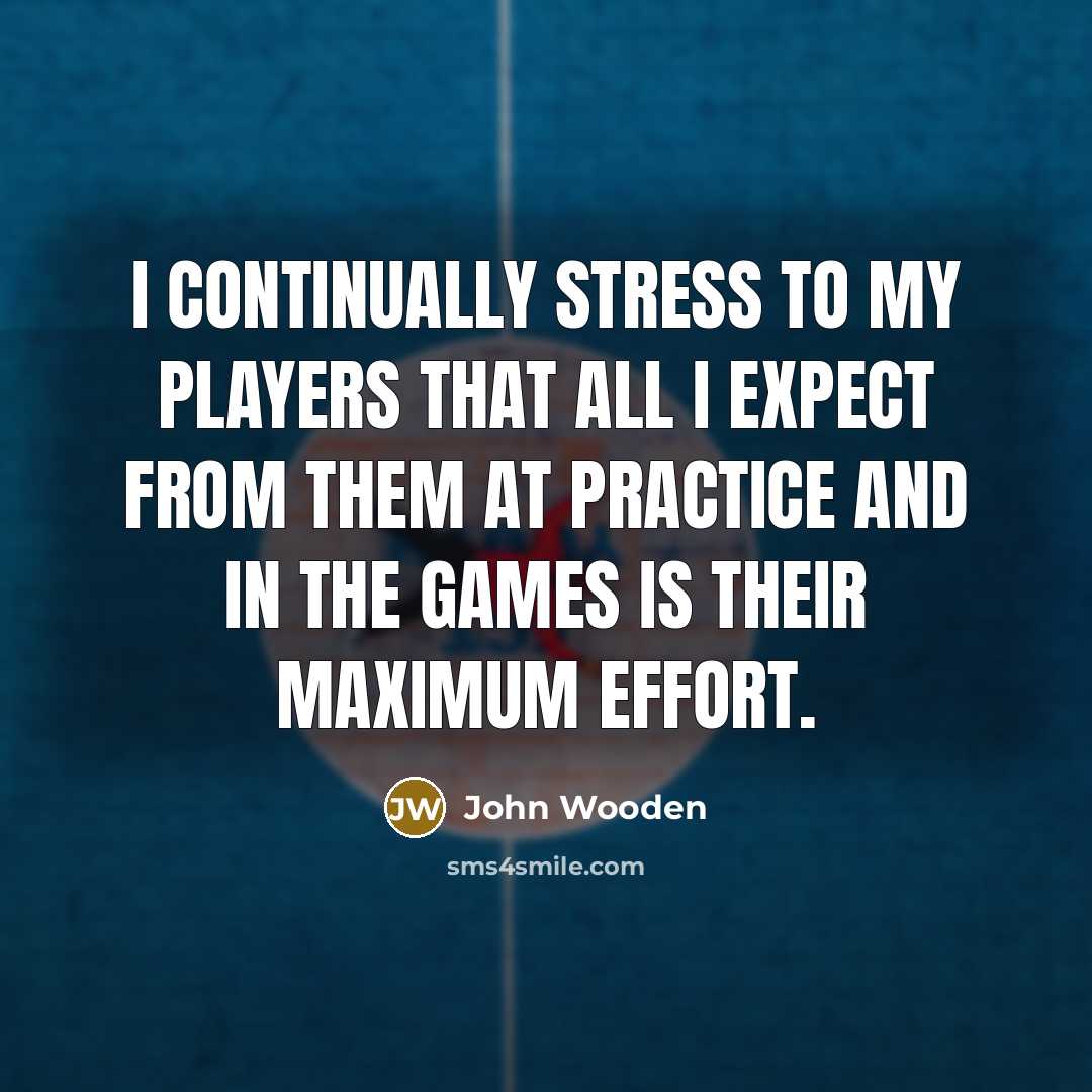 “I continually stress to my players that all I expect…” quote by John Wooden