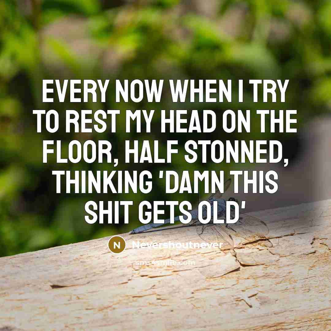 “Every Now When I Try To Rest My Head On The Floor, Half Stonned, Thinking 'Damn This Shit Gets Old'” quote by Nevershoutnever
