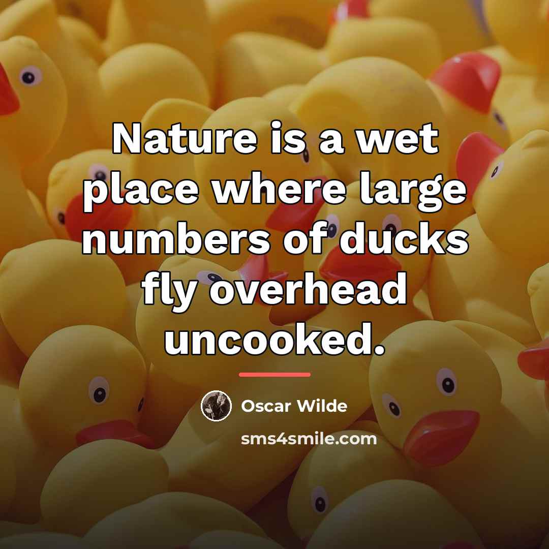 “Nature is a wet place where large numbers of ducks…” quote by Oscar Wilde