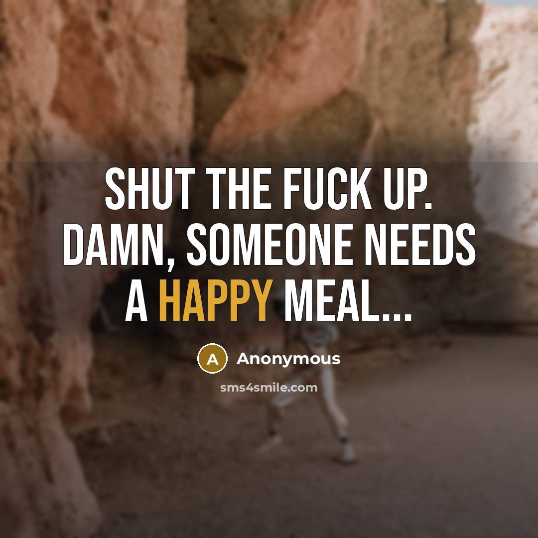 “SHUT THE FUCK UP. Damn, someone needs a happy meal...…” quote by Anonymous