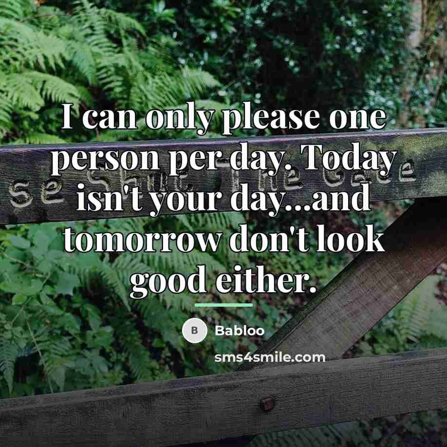 “I can only please one person per day. Today isn't…” quote by Babloo