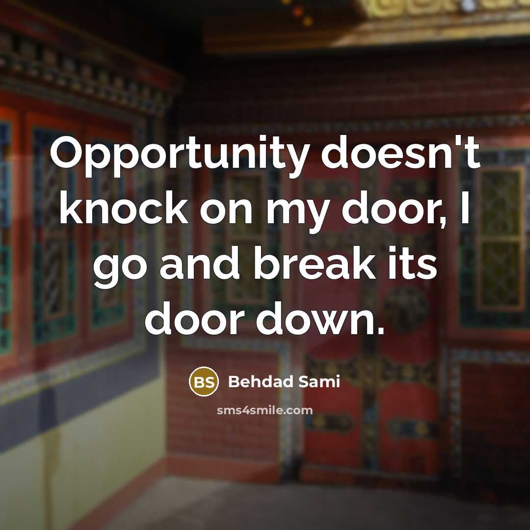 “Opportunity doesn't knock on my door, I go and break…” quote by Behdad Sami