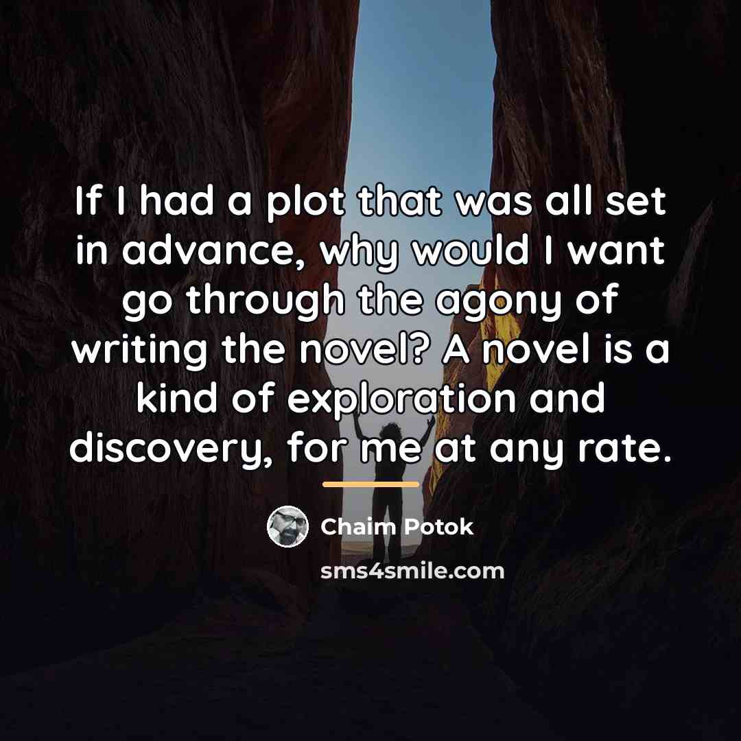 “If I had a plot that was all set in…” quote by Chaim Potok