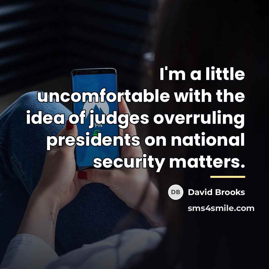 “I'm a little uncomfortable with the idea of judges overruling…” quote by David Brooks