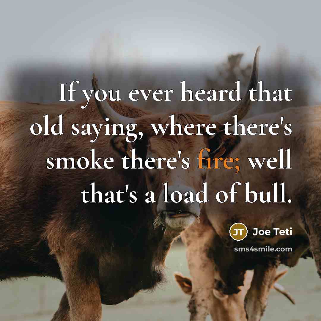 “If you ever heard that old saying, where there's smoke there's fire; well that's a load of bull.” quote by Joe Teti