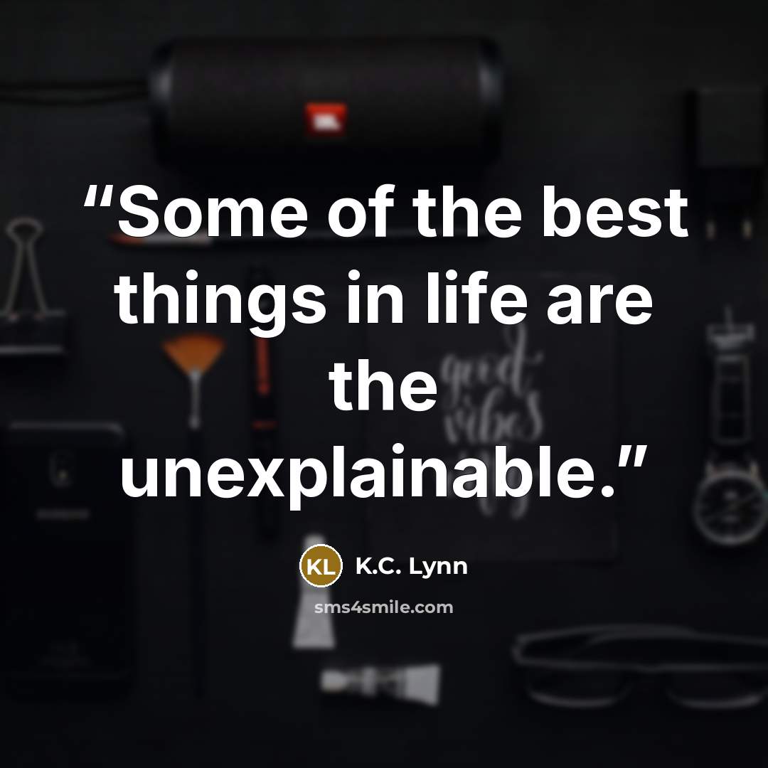 “Some of the best things in life are the unexplainable.” quote by K.C. Lynn