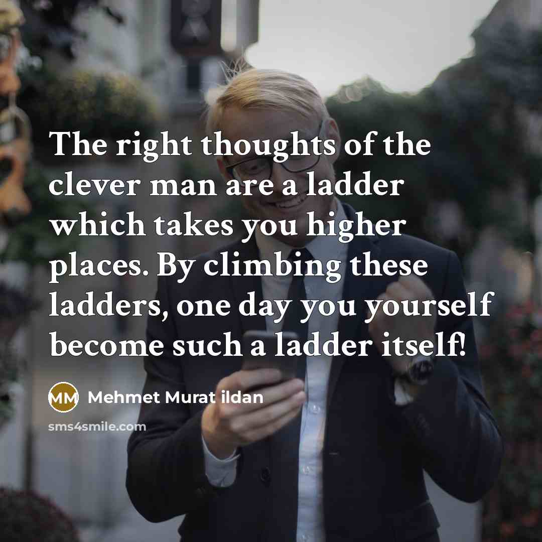 “The right thoughts of the clever man are a ladder…” quote by Mehmet Murat Ildan