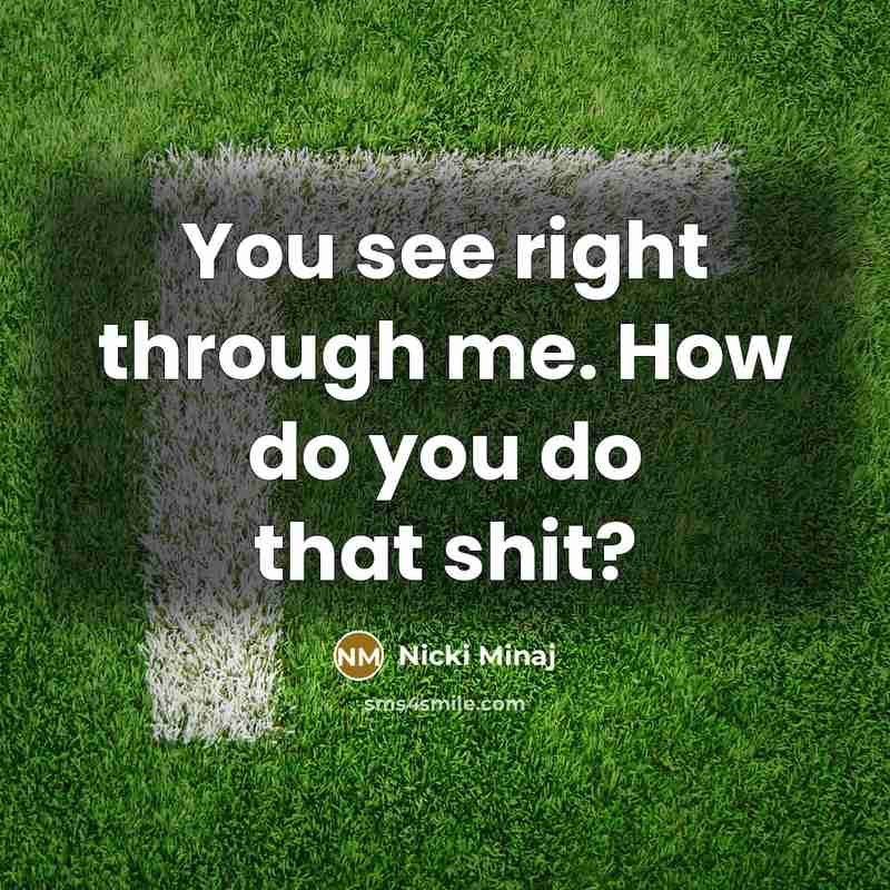 “You see right through me. How do you do that…” quote by Nicki Minaj
