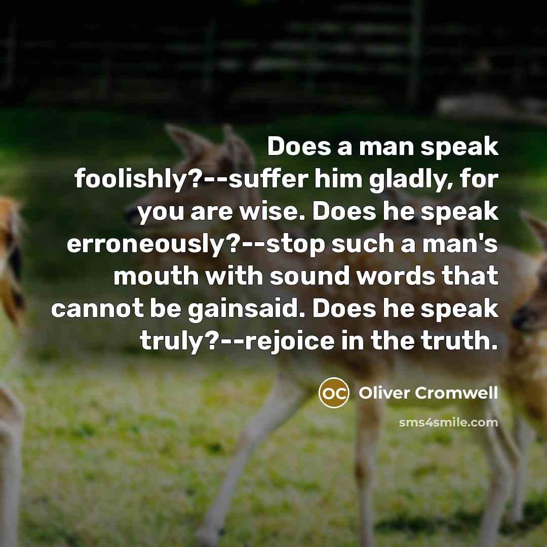 “Does a man speak foolishly?--suffer him gladly, for you are…” quote by Oliver Cromwell