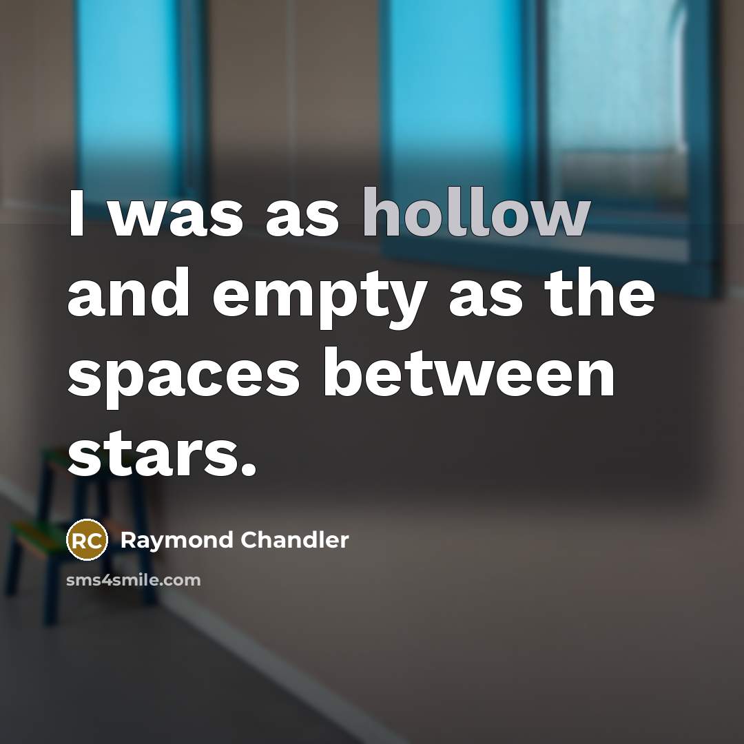 “I was as hollow and empty as the spaces between…” quote by Raymond Chandler