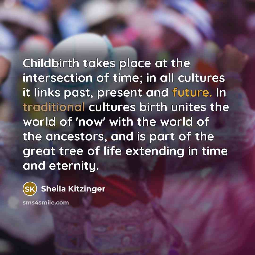 “Childbirth takes place at the intersection of time; in all…” quote by Sheila Kitzinger