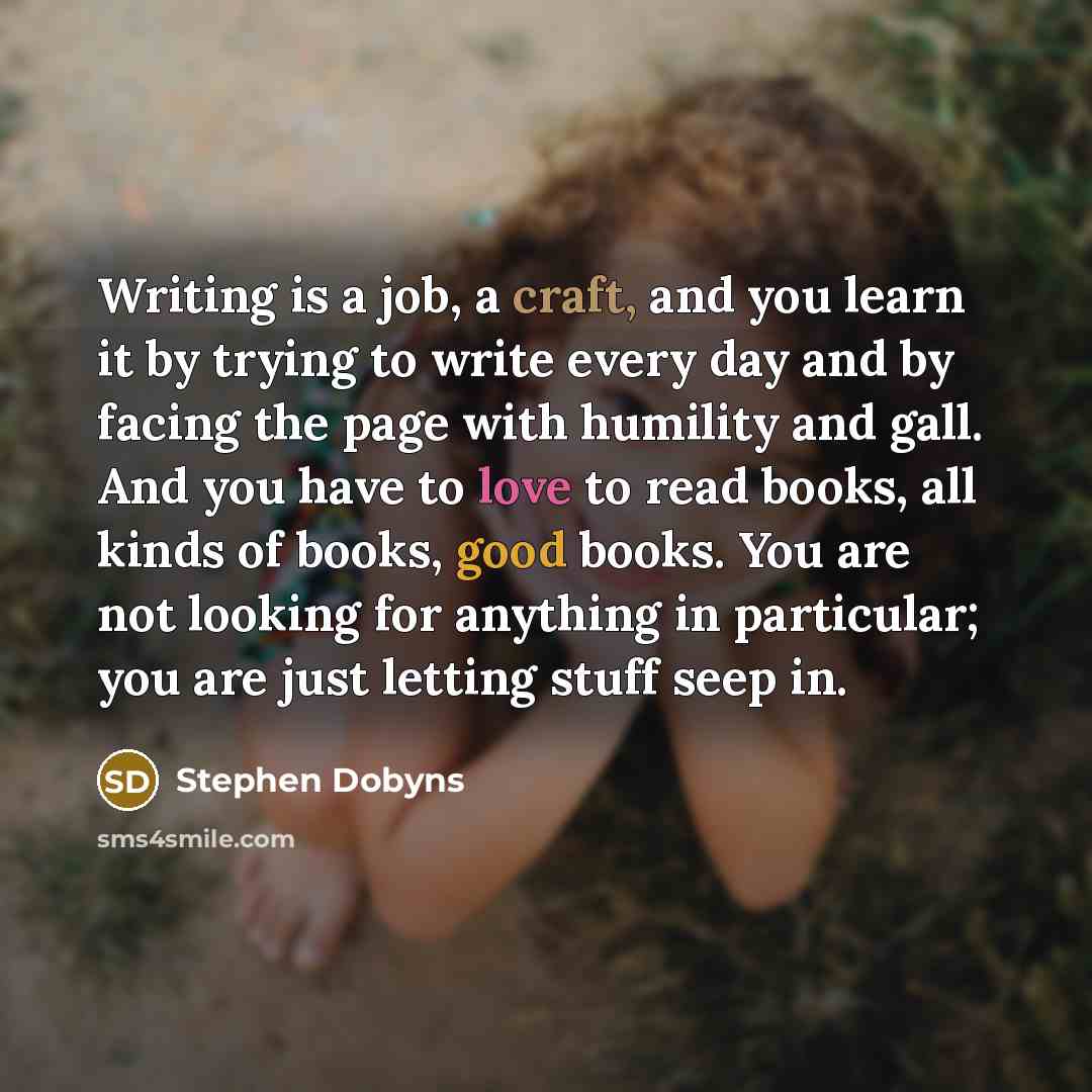 “Writing is a job, a craft, and you learn it…” quote by Stephen Dobyns