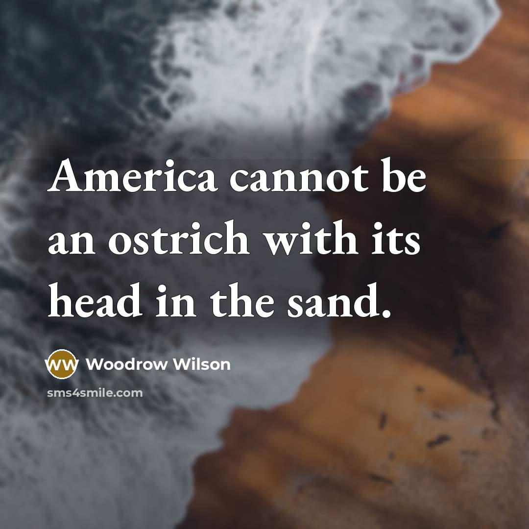 “America cannot be an ostrich with its head in the…” quote by Woodrow Wilson