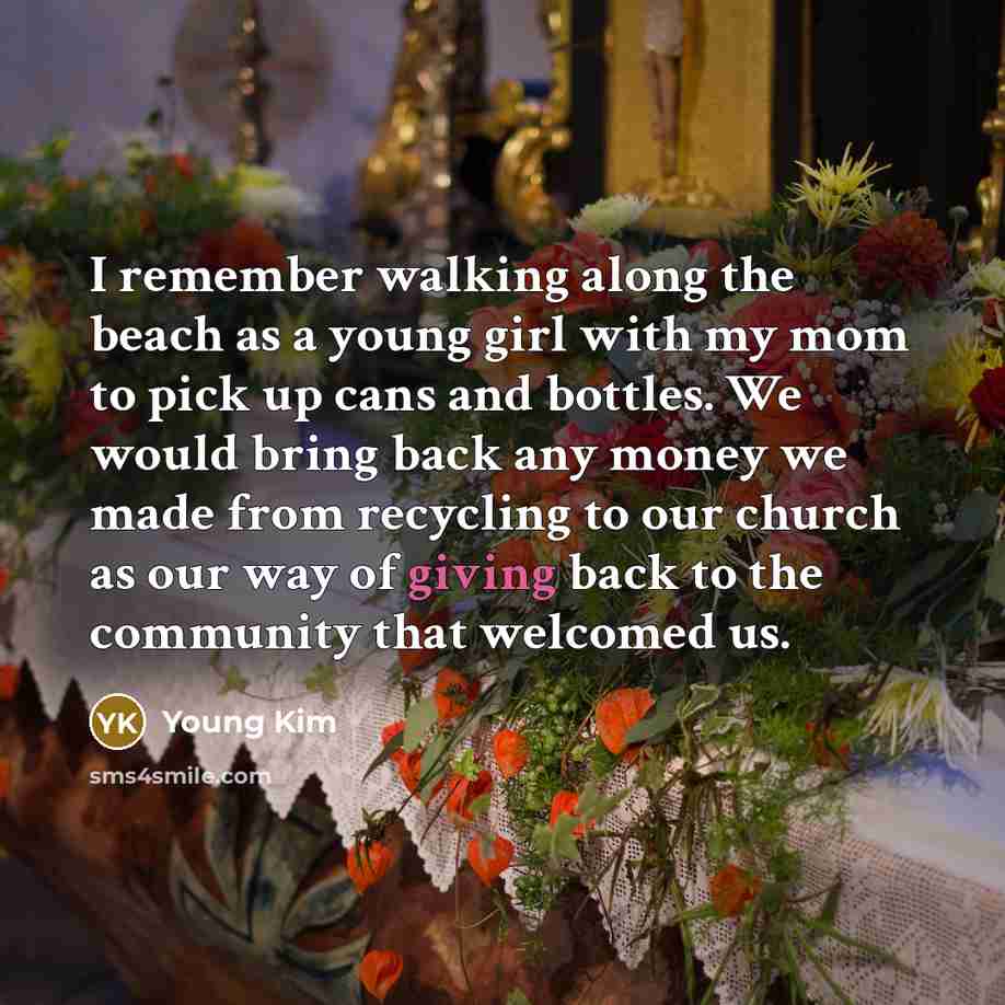 “I remember walking along the beach as a young girl…” quote by Young Kim