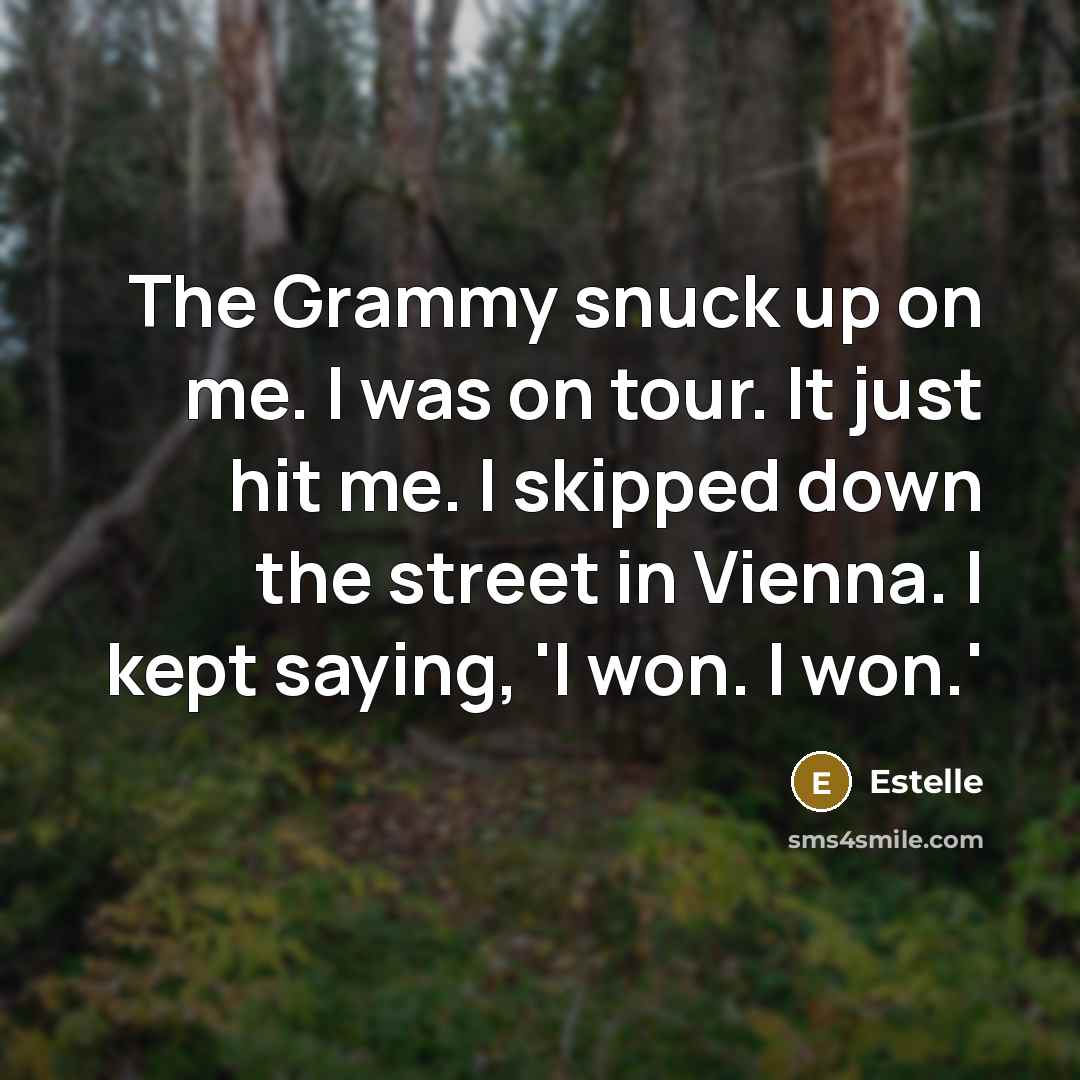 “The Grammy snuck up on me. I was on tour.…” quote by Estelle
