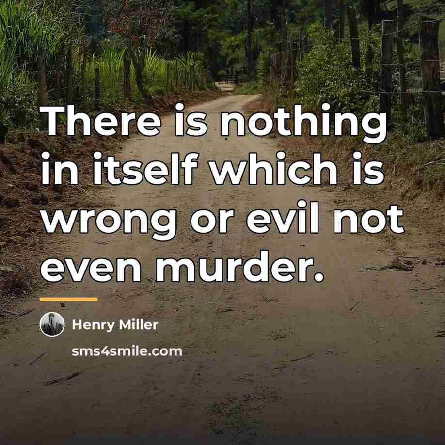 “There is nothing in itself which is wrong or evil…” quote by Henry Miller