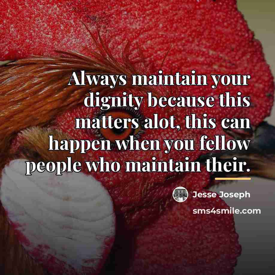 “Always maintain your dignity because this matters alot, this can…” quote by Jesse Joseph