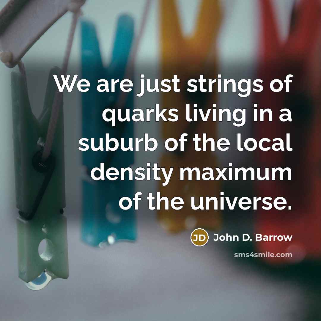 “We are just strings of quarks living in a suburb…” quote by John D. Barrow