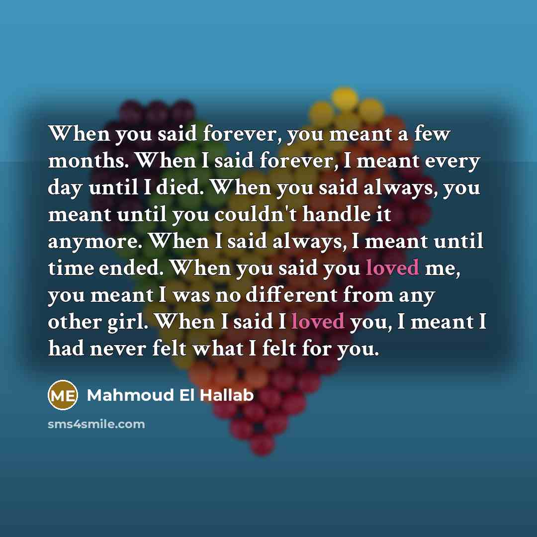 “When you said forever, you meant a few months. When…” quote by Mahmoud El Hallab