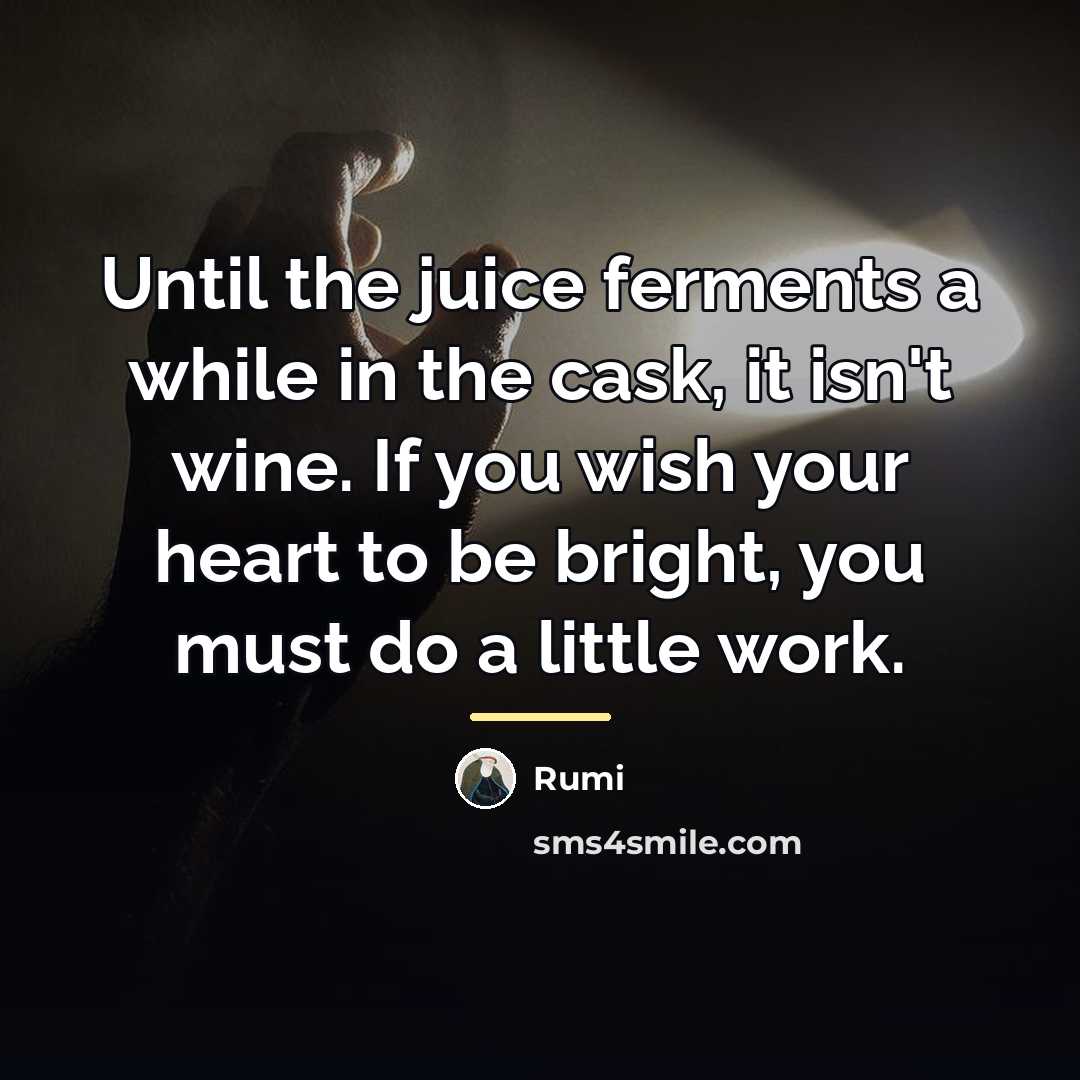 “Until the juice ferments a while in the cask, it…” quote by Rumi