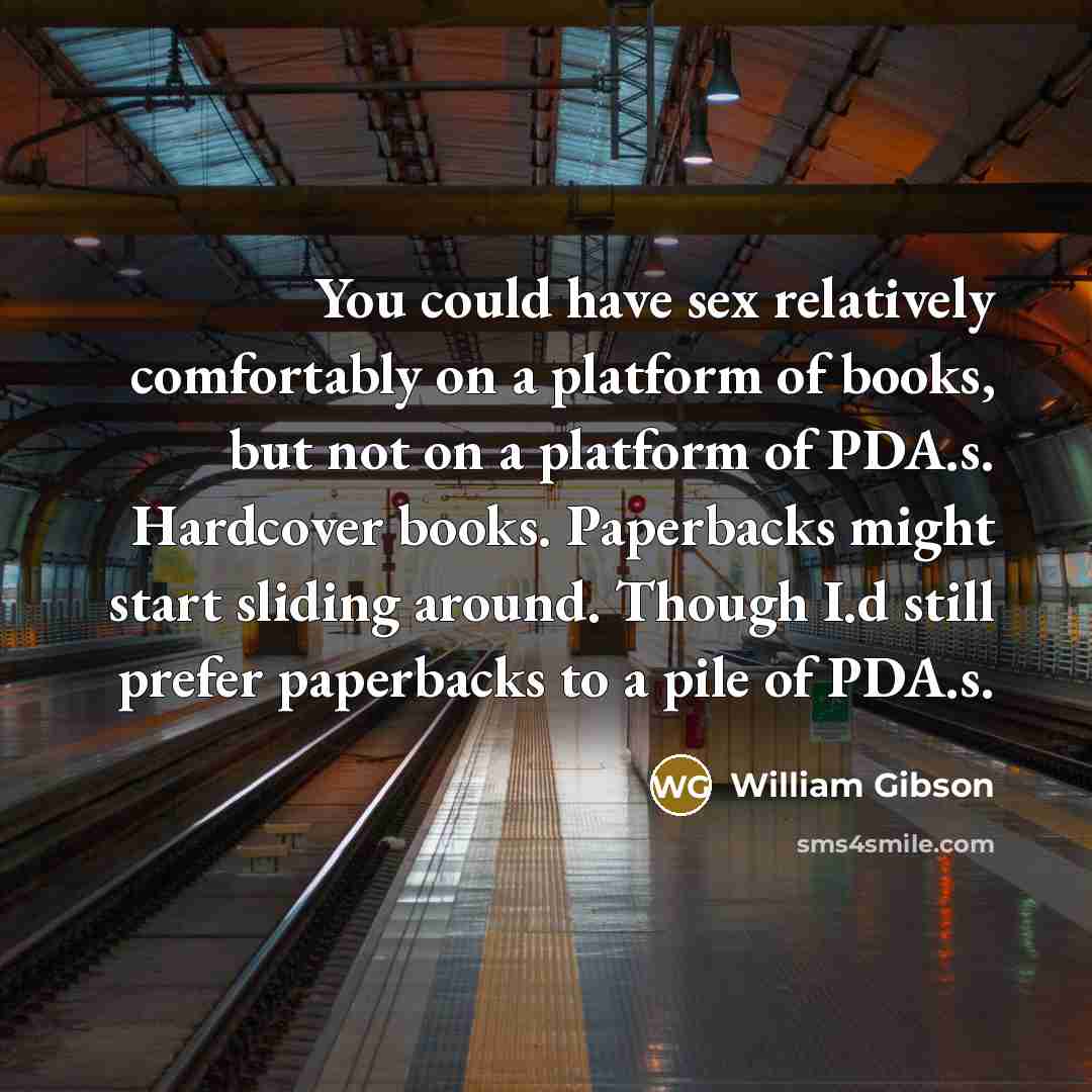 “You could have sex relatively comfortably on a platform of…” quote by William Gibson