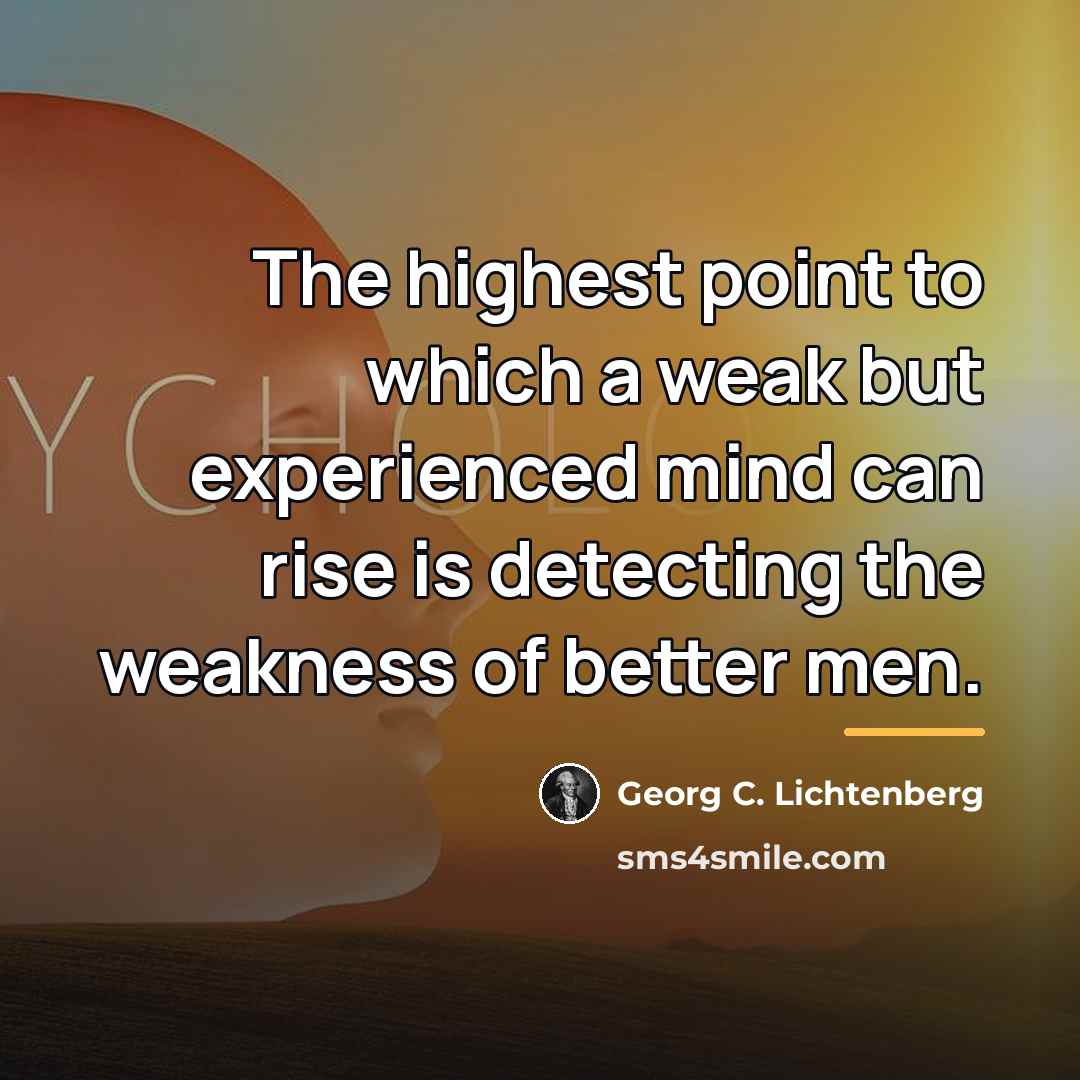 “The highest point to which a weak but experienced mind…” quote by Georg C. Lichtenberg
