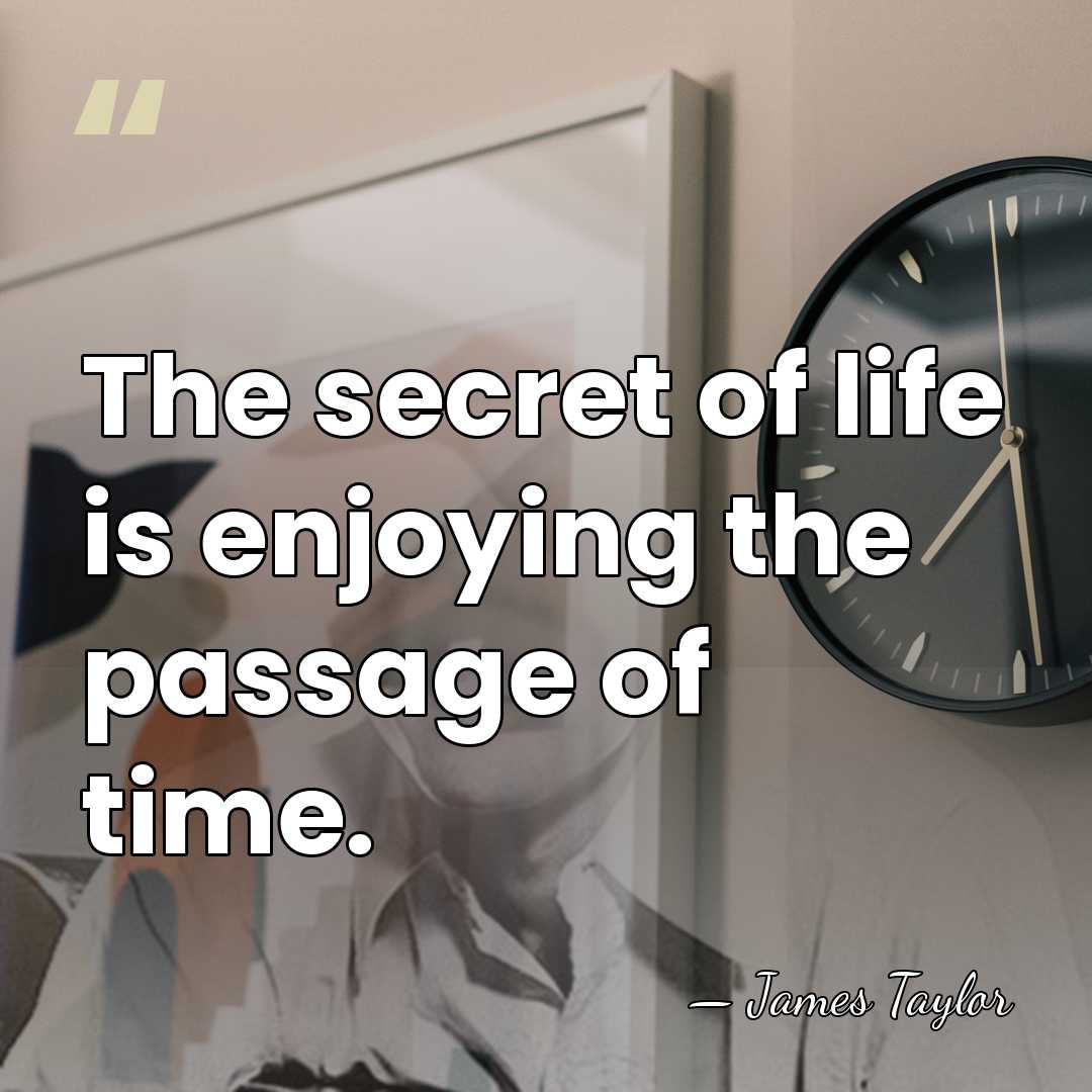 The secret of life is enjoying the passage of time. - James Taylor