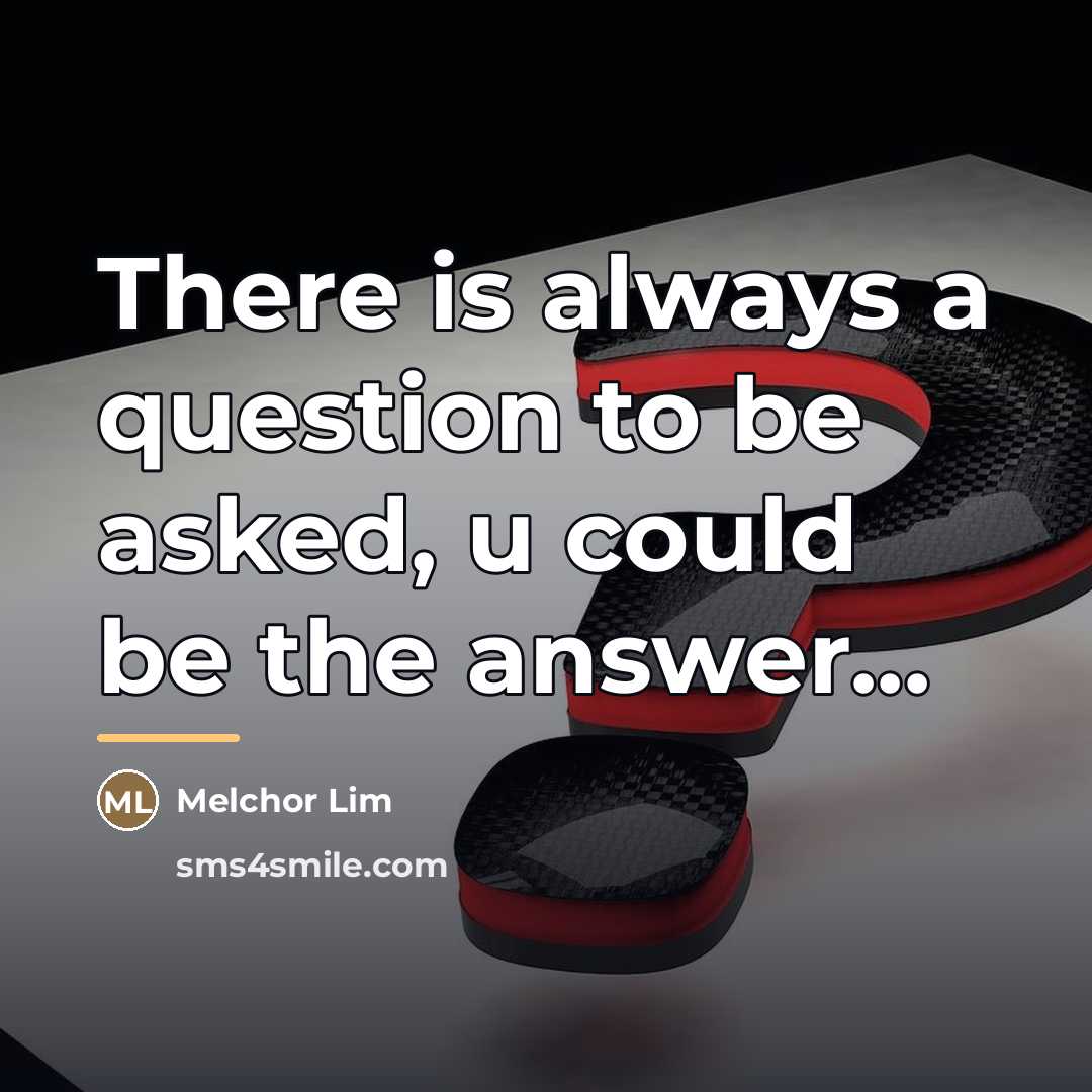 “There is always a question to be asked, u could…” quote by Melchor Lim