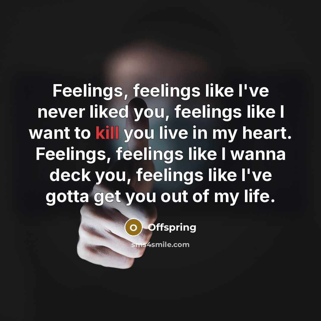 “Feelings, feelings like I've never liked you, feelings like I…” quote by Offspring