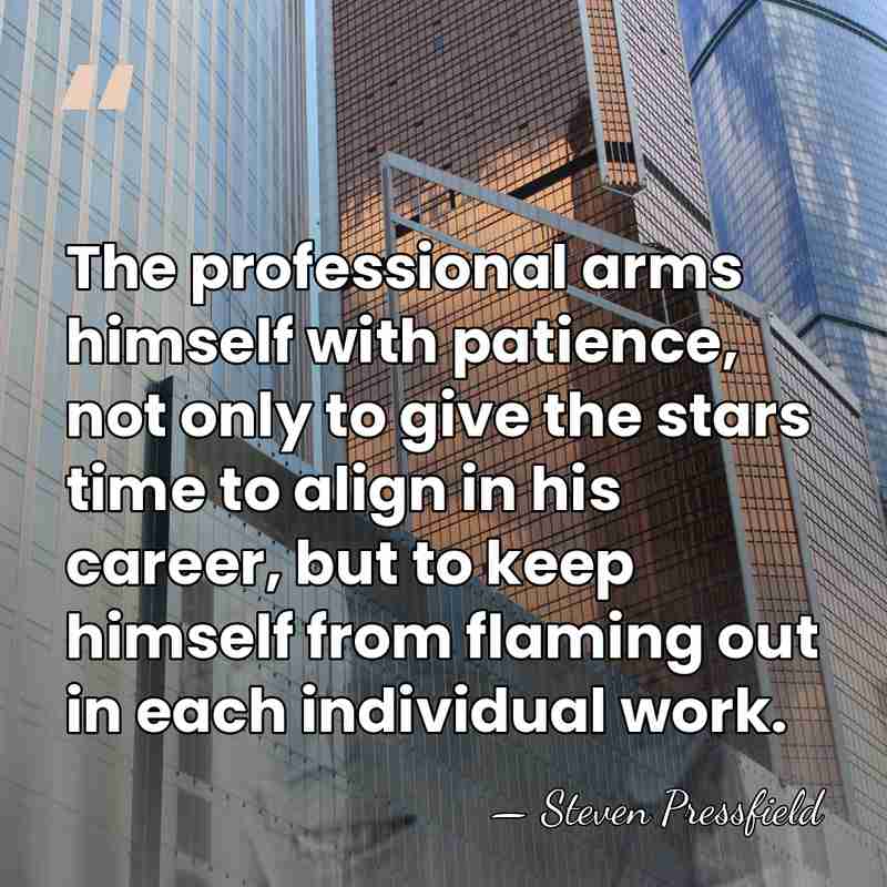 The professional arms himself with patience, not only to give the stars&hellip; - Steven Pressfield