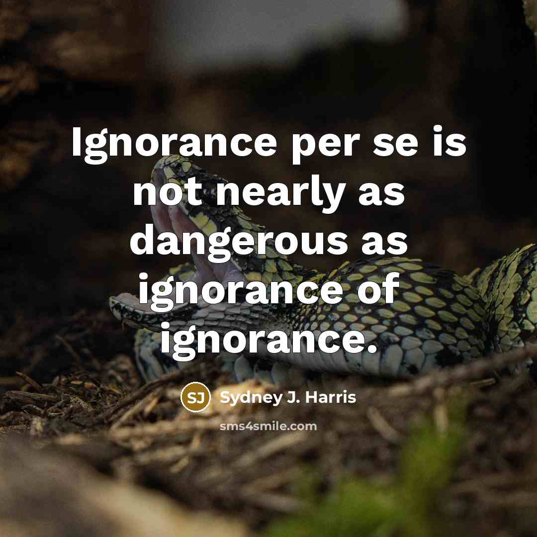 “Ignorance per se is not nearly as dangerous as ignorance…” quote by Sydney J. Harris