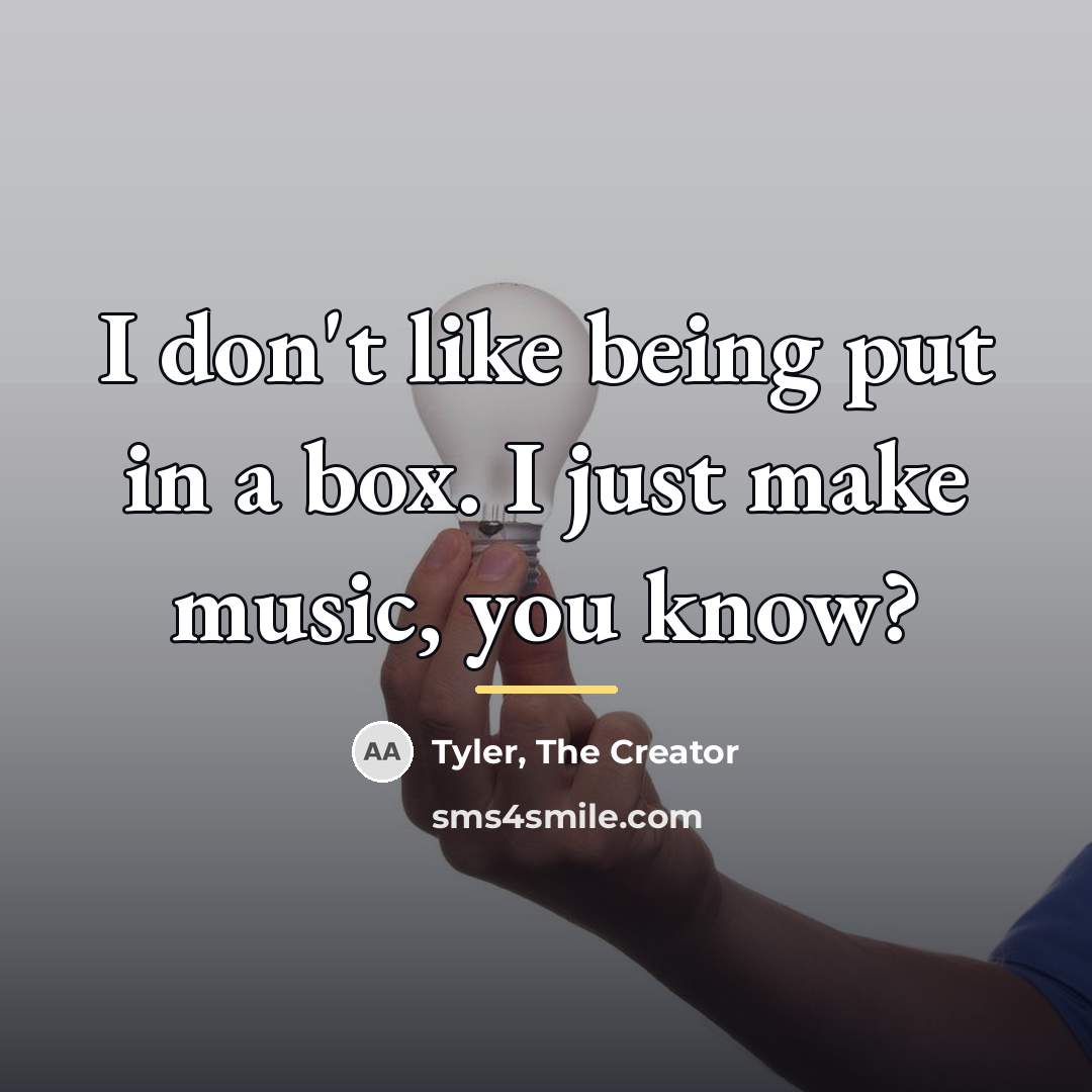 “I don't like being put in a box. I just…” quote by Tyler, The Creator