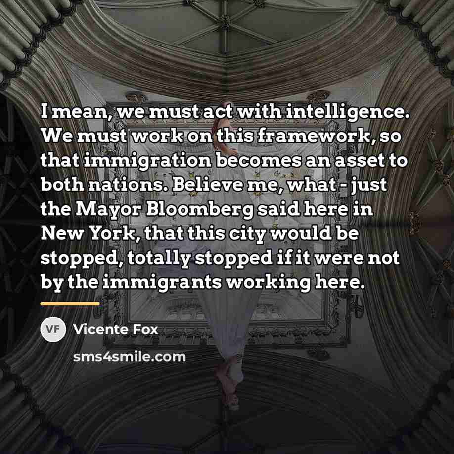 “I mean, we must act with intelligence. We must work…” quote by Vicente Fox