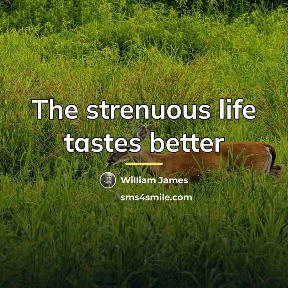“The strenuous life tastes better…” quote by William James