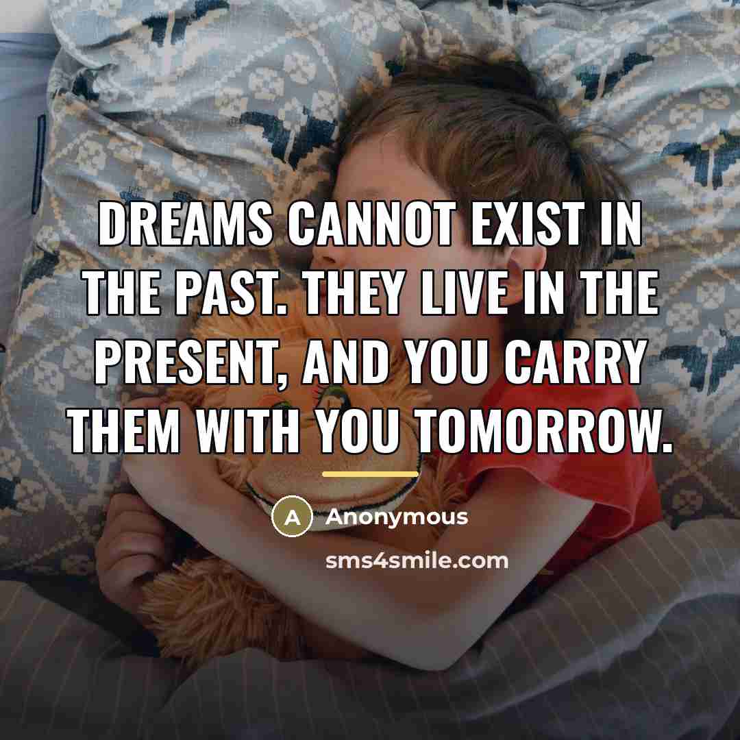 “Dreams cannot exist in the past. They live in the…” quote by Anonymous