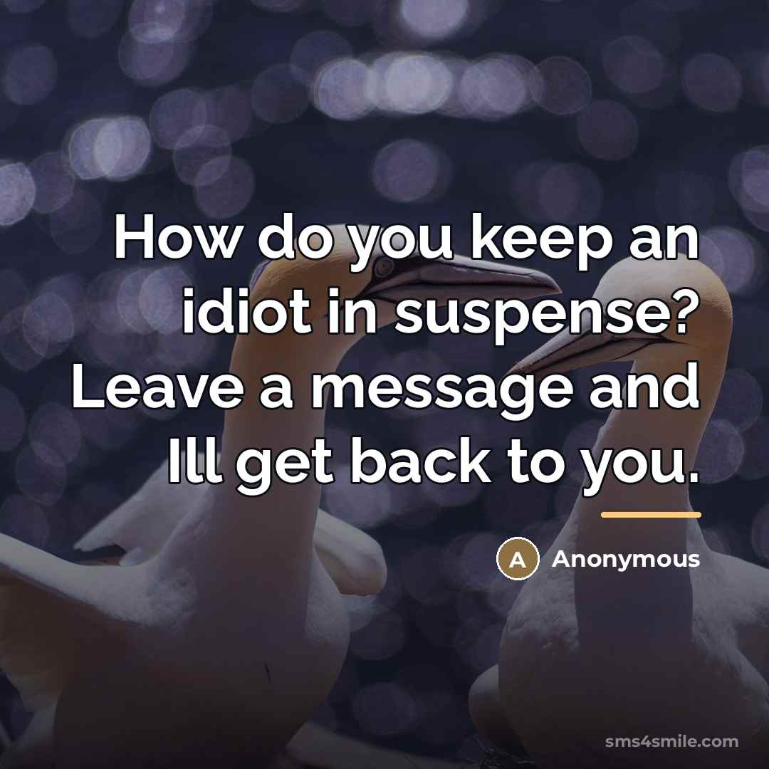 “How do you keep an idiot in suspense? Leave a…” quote by Anonymous