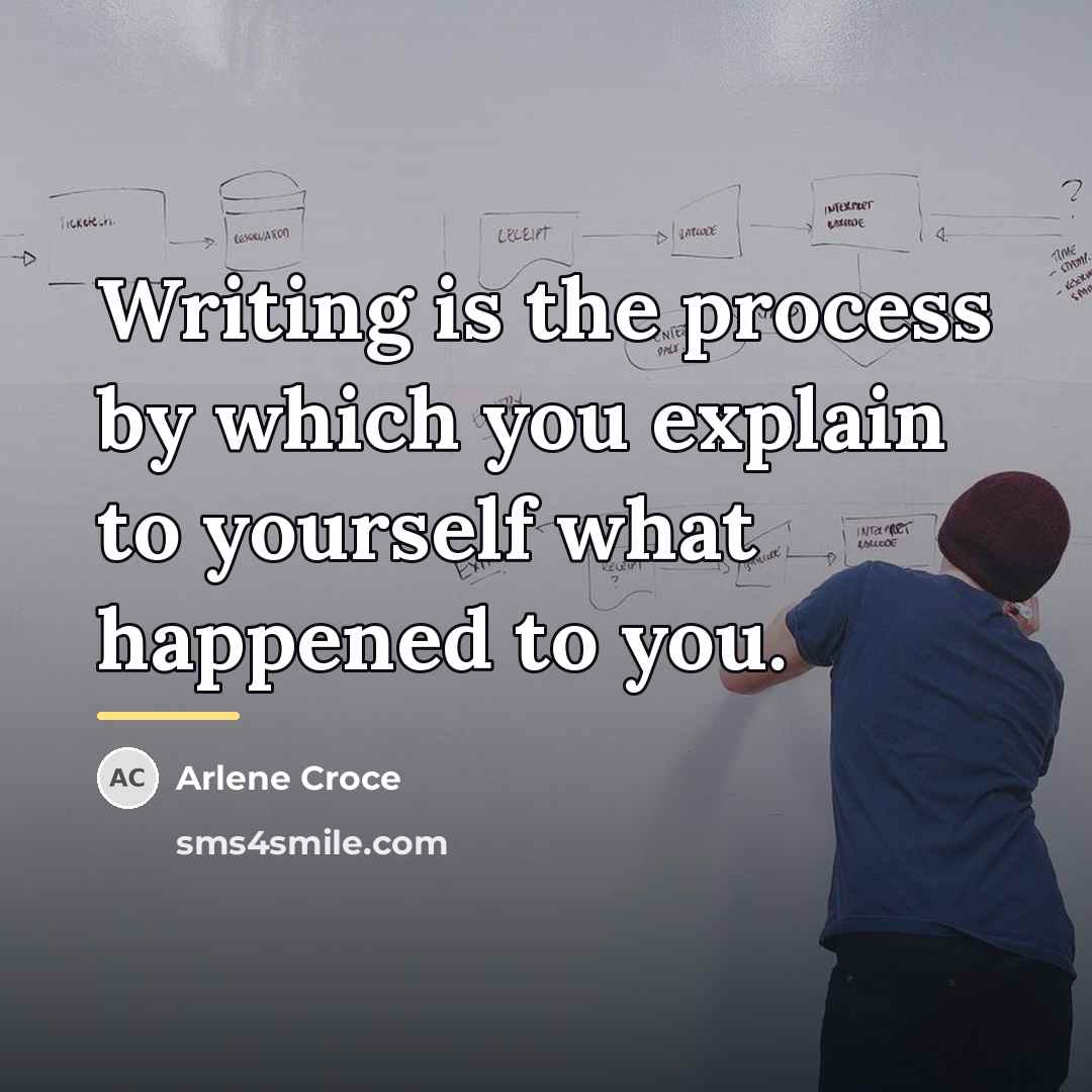 “Writing is the process by which you explain to yourself…” quote by Arlene Croce