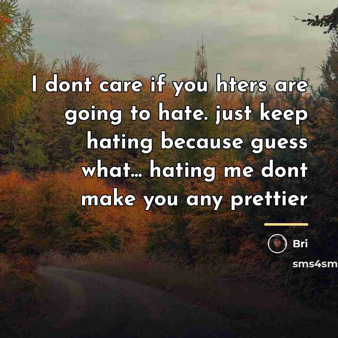 “I dont care if you hters are going to hate.…” quote by Bri