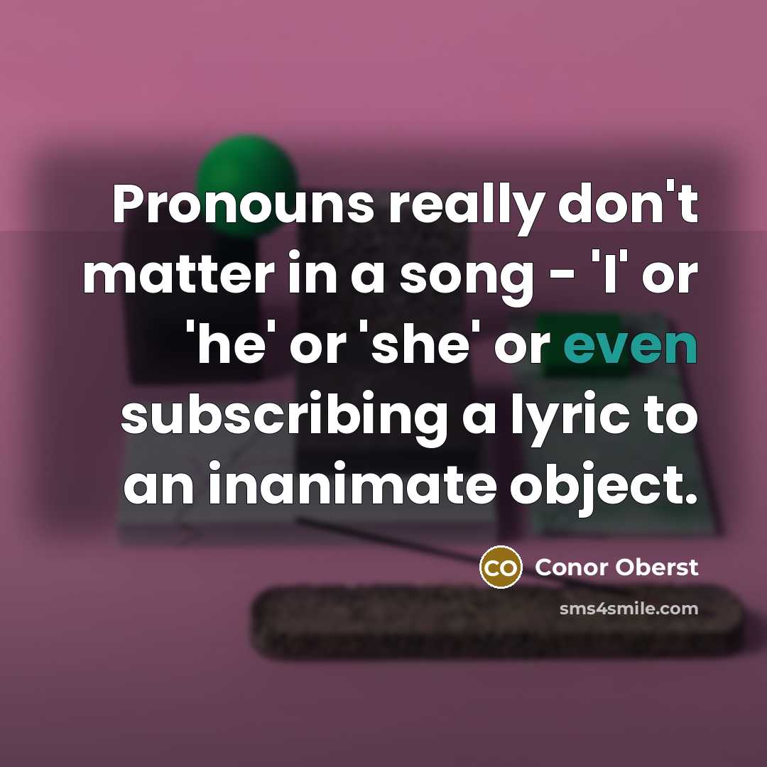 “Pronouns really don't matter in a song - 'I' or…” quote by Conor Oberst