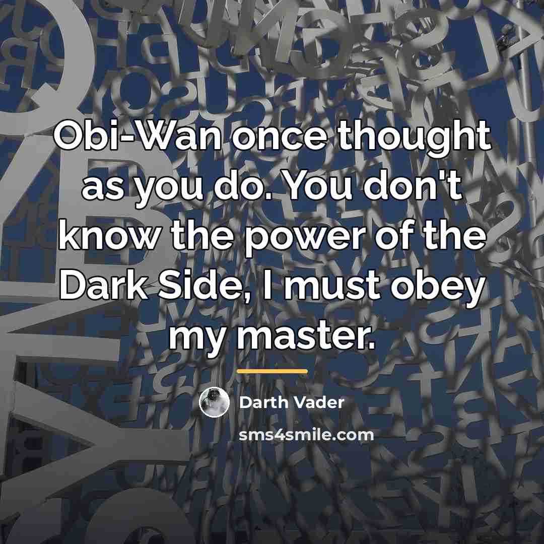 “Obi-Wan once thought as you do. You don't know the…” quote by Darth Vader