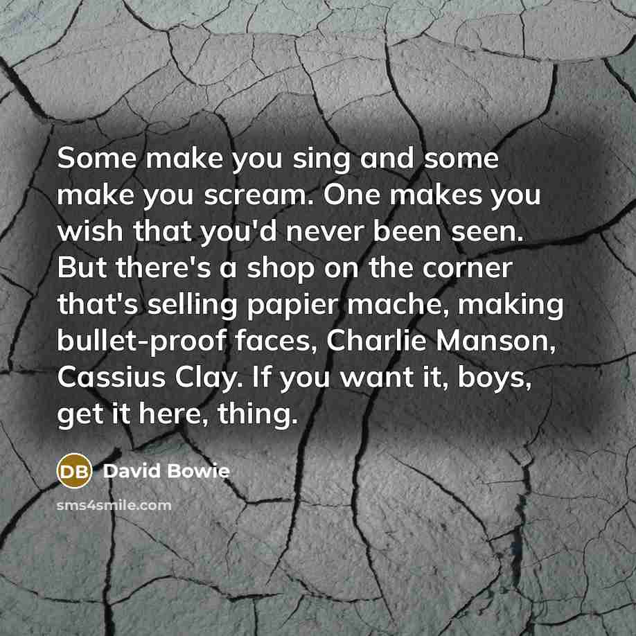 “Some make you sing and some make you scream. One…” quote by David Bowie
