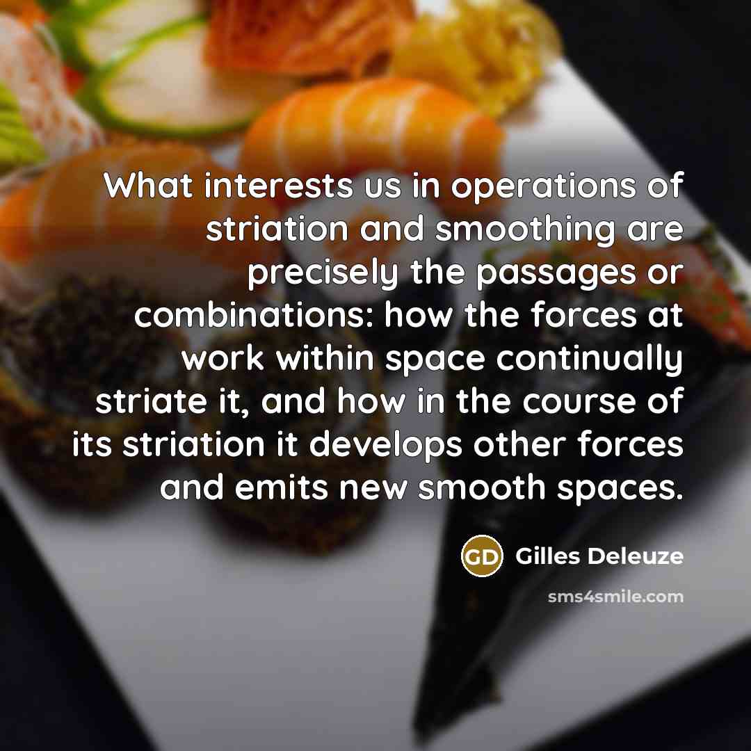 “What interests us in operations of striation and smoothing are…” quote by Gilles Deleuze